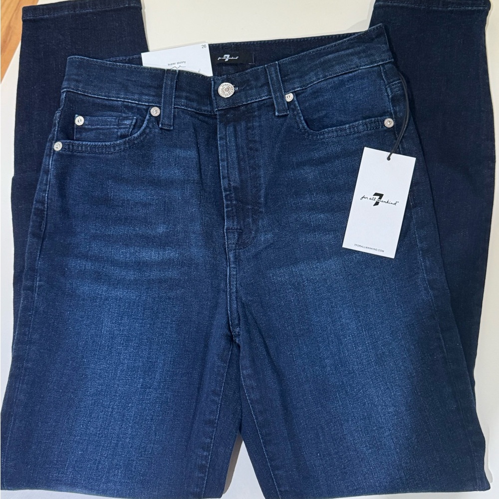 7 for All Mankind HIGH WAIST ANKLE SKINNY Sz 26 Atlas Super Skinny Jeans NWT - Picture 5 of 11